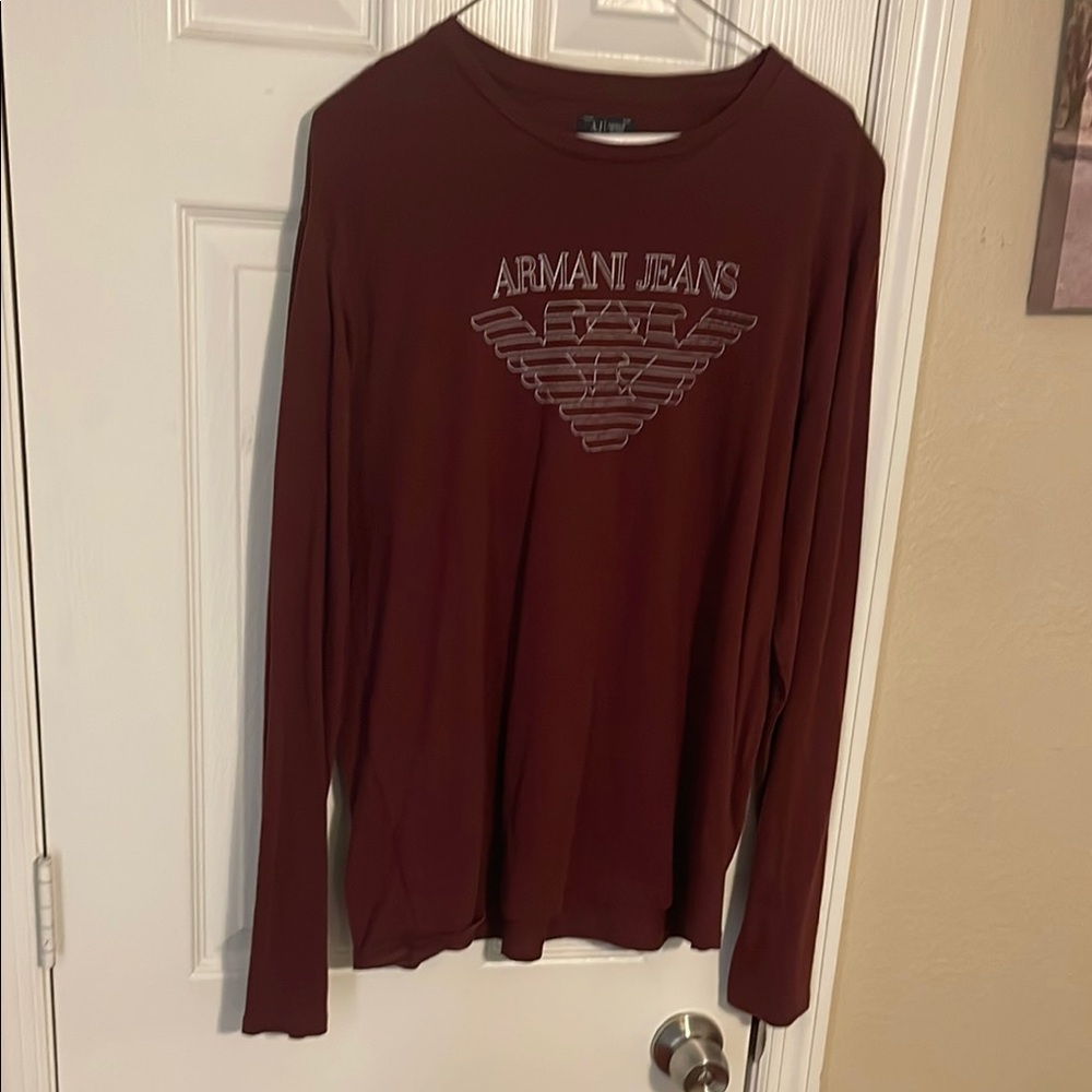 Armani Jeans Burgundy Long Sleeve Top